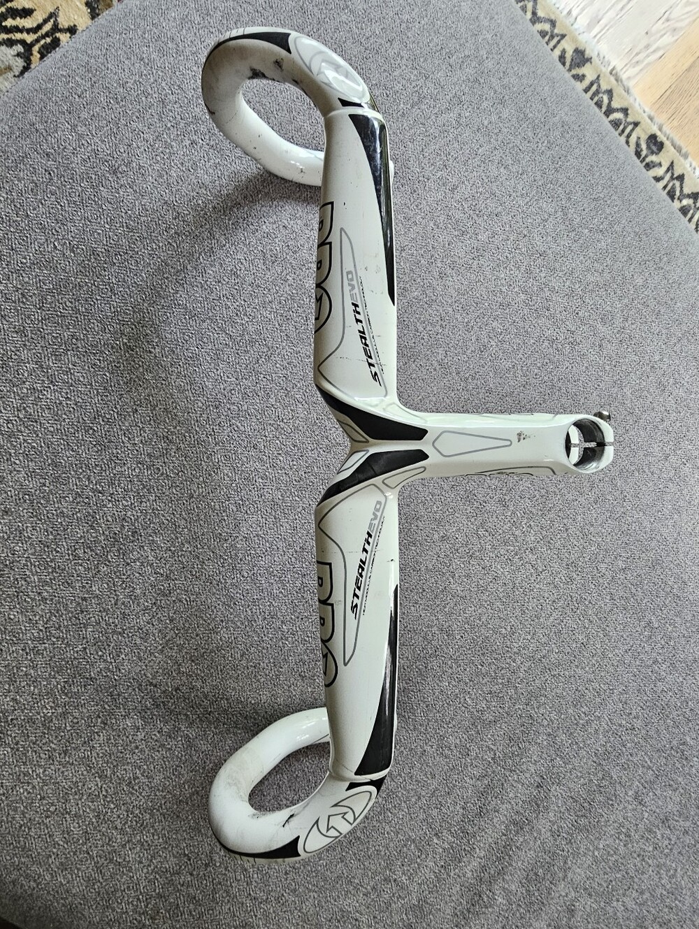 White Stealth Evo Drop Handlebar with Black Accents
